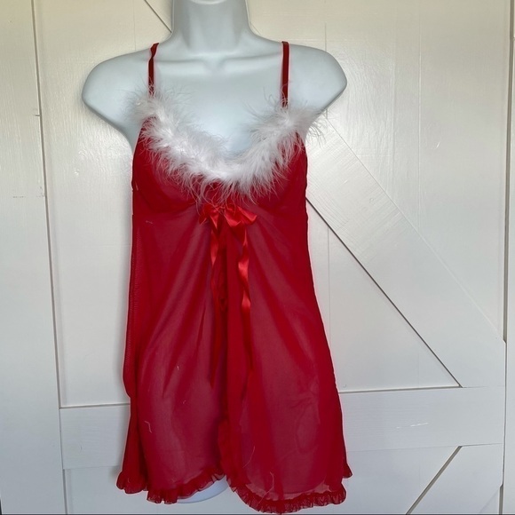 Red Christmas Babydoll Santa lingerie set - Picture 4 of 4